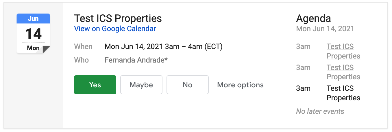 iCalendar Event in Gmail